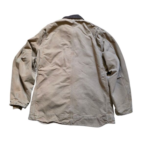 Vintage Carhartt Canvas Ridge Work Jacket Lined Large TALL C61 CML 14806 Tan - Picture 2 of 12